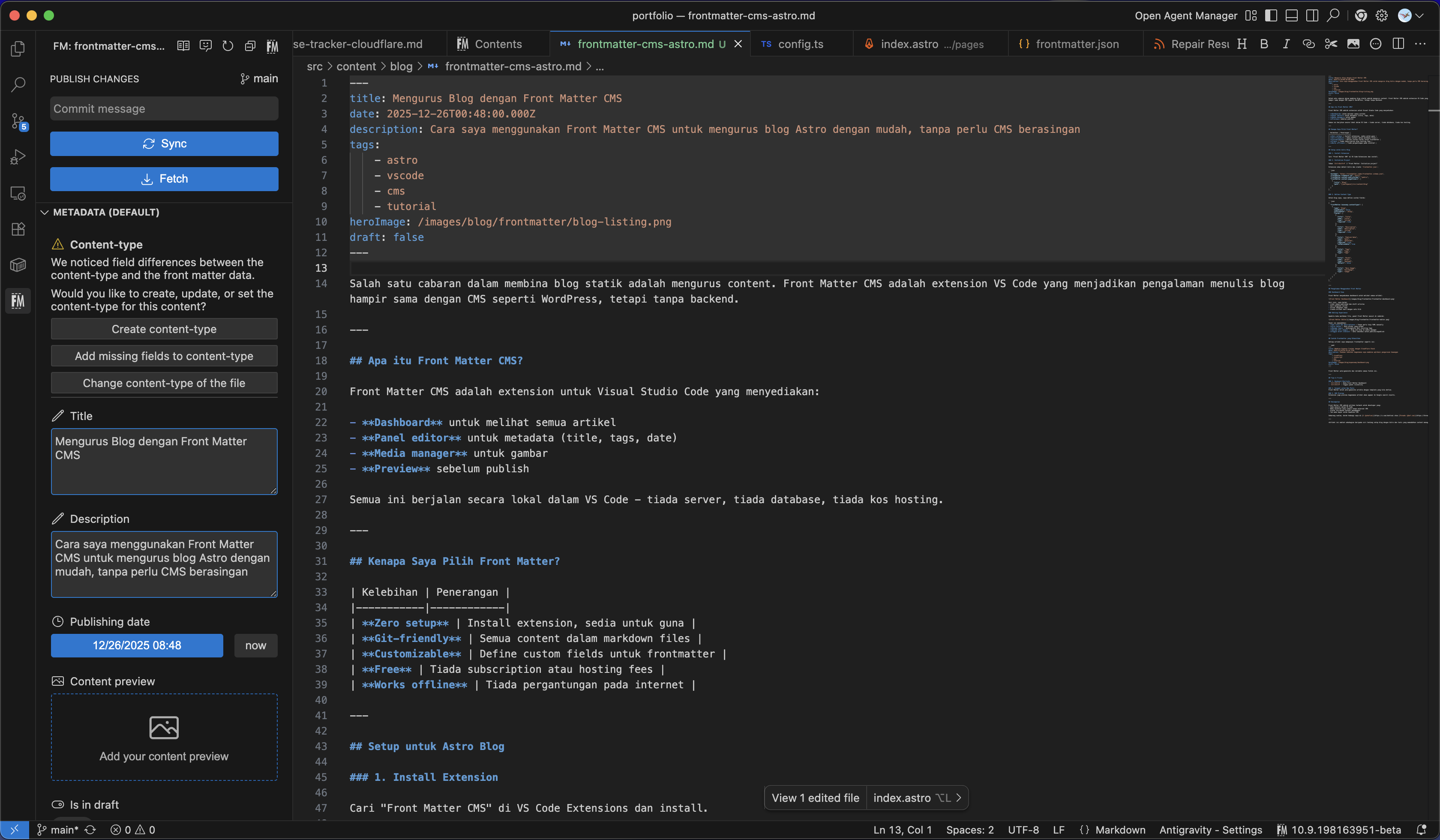 Front Matter Editor